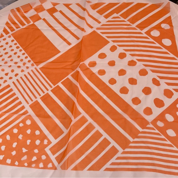 Vintage 60 70 Mod Geometric Orange White Semi Sheer Neck Scarf - Picture 13 of 17